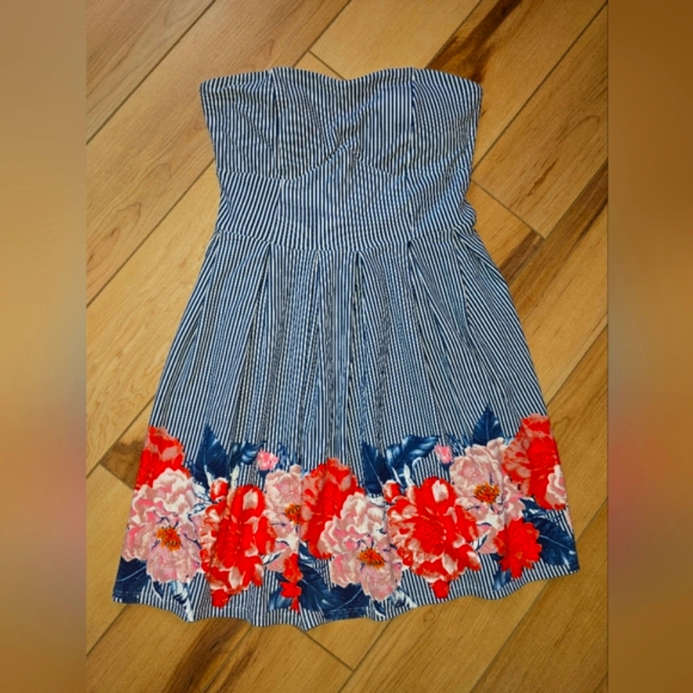 Striped Dress with Floral Design